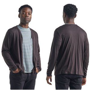 Icebreaker men's Cool Lite Cardigan sweater M medium ebony Merino wool blend
